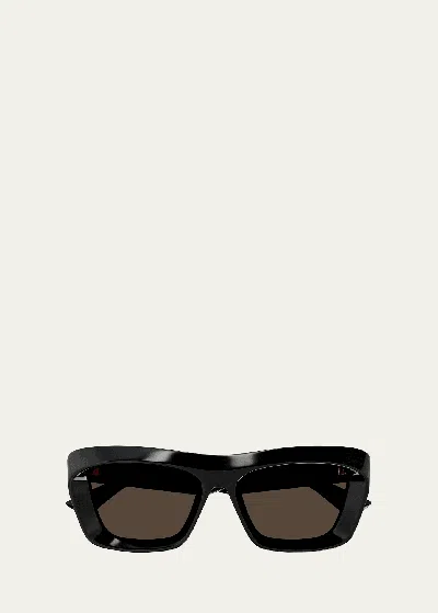 BOTTEGA VENETA BEVELED ACETATE RECTANGLE SUNGLASSES
