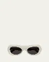 Bottega Veneta Beveled Acetate Round Sunglasses In White