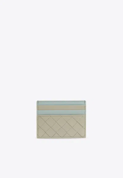Bottega Veneta Bi-color Intrecciato Leather Cardholder In Travertine