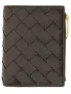 Bottega Veneta Bi-fold Braided Wallet In Brown