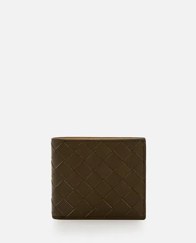 Bottega Veneta Bi-fold Intreccio Wallet In Brown