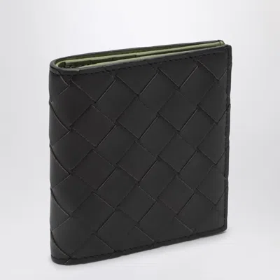 Bottega Veneta Bi-fold Wallet Fondente/macha In Intrecciato In Brown