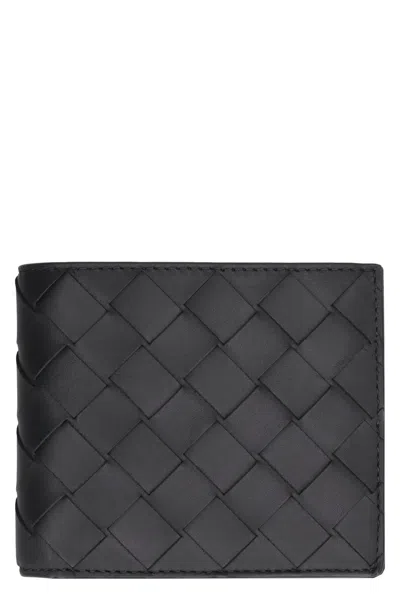 Bottega Veneta Mini Bi-fold Wallet In Leather In Black