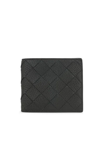 Bottega Veneta Bi-fold Wallet With Coin Purse Intrecciato 20 Taurillon In Dark Green & Silver