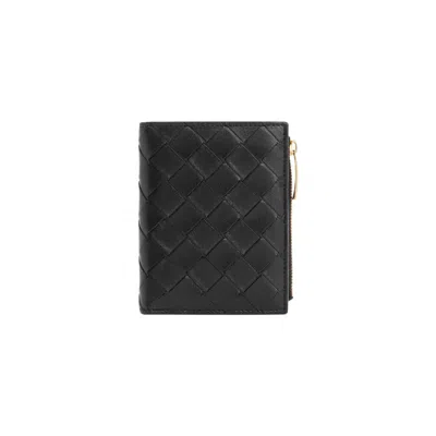 Bottega Veneta Bi-fold Wallet With Zip In Black