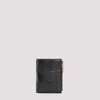 Bottega Veneta Cassette Small Bi-fold Intreccio Leather Wallet In Black Gold