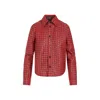 BOTTEGA VENETA BICOLOR INTRECCIATO BROWN BERRY SCARLETT LEATHER SHIRT