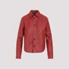 Bottega Veneta Two-tone Intrecciato Leather Shirt In Brown Berry Scarlett