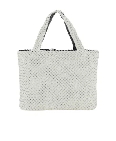 Bottega Veneta Bicolor Intrecciato Leather Tote Bag In White