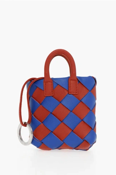 Bottega Veneta Bicolor Intreccio Soft-leather Bag-shaped Charm In Red