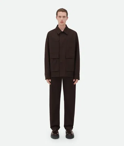Bottega Veneta Bicolour Stretch Cotton Parka In Brown