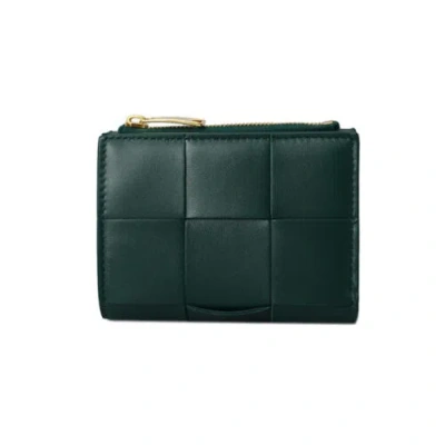 Pre-owned Bottega Veneta Bifold Wallet With Coin Purse Portafoglio 742698 Emerald In Green