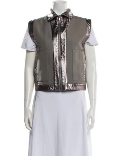 Pre-owned Bottega Veneta Biker Jacket In Gray