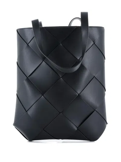 Pre-owned Bottega Veneta Billboard Intrecciato Leather North South Tote Bag In Black