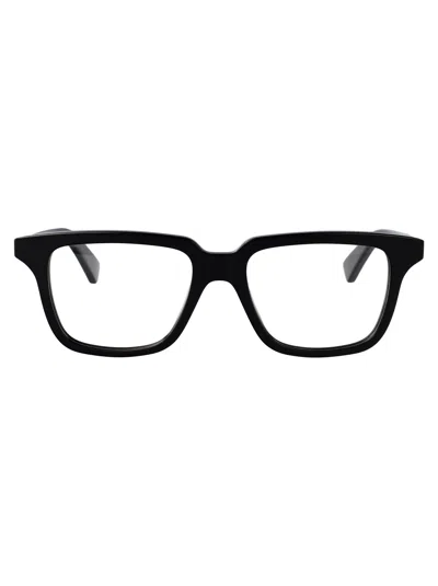 Bottega Veneta Black Acetate Optical Glasses In Metallic