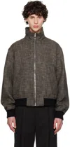 Bottega Veneta Black & Brown Houndstooth Bomber Jacket In 1025
