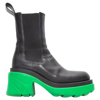 Pre-owned Bottega Veneta Black & Green  Heeled Mid-calf Boots Size 39.5