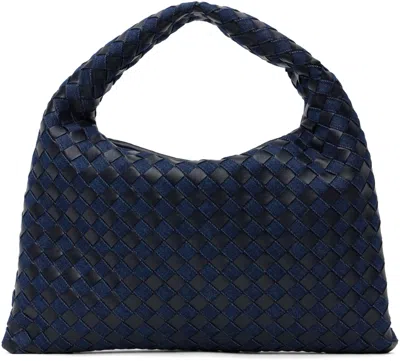 Bottega Veneta Black & Navy Small Hop Bag In Blue