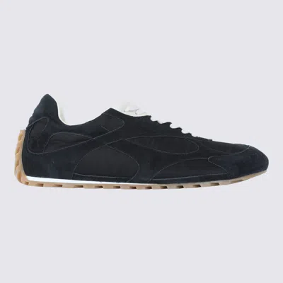 Bottega Veneta Black Suede And Nylon Orbit Flash Sneakers In Blue