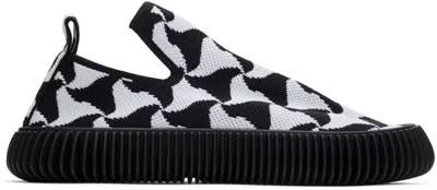 Bottega Veneta Black & White Ripple Sneakers In 1486 Black