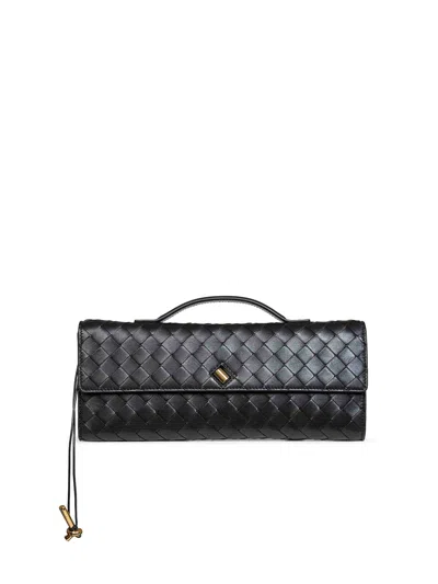 Bottega Veneta Black Andiamo Clutch Top Handle Clutch Bag