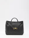 Bottega Veneta Black Andiamo Medium Bag In Gray