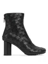 Bottega Veneta Dark Brown Leather Atomic Ankle Boots In Black