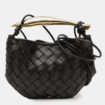 Pre-owned Bottega Veneta Black Baby Lambskin Intrecciato Sardine