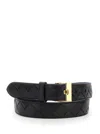 Bottega Veneta Black Belt With All-over Intreccio Motif In Leather Woman In Multicolor