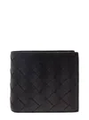 Bottega Veneta Black Bi-fold Wallet With Intreccio Motif In Leather Man In Black