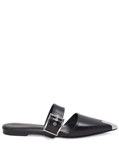 Bottega Veneta Black Black Buckled Leather Flats