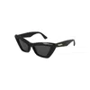 Bottega Veneta Black Black Grey Acetate Sunglasses In Black