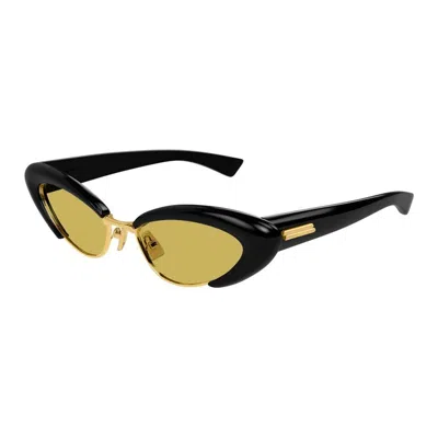 BOTTEGA VENETA BOTTEGA VENETA BLACK-BLACK-YELLOW RECYCLED ACETATE SUNGLASSES