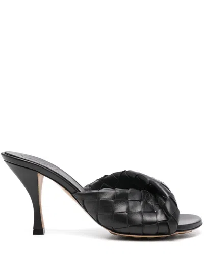 Bottega Veneta Leather Intrecciato Blink Mules 80 In Black