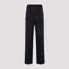 Bottega Veneta Stripe Black Blue Wool Trousers In Blue