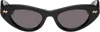 Bottega Veneta Black Bold Ribbon Stud Cat Eye Sunglasses