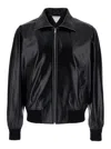 Bottega Veneta Nappa Leather Coat With Classic Collar In Black