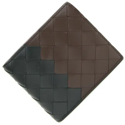 Pre-owned Bottega Veneta Black Brown Leather Wallet (bi-fold) () In Black, Brown