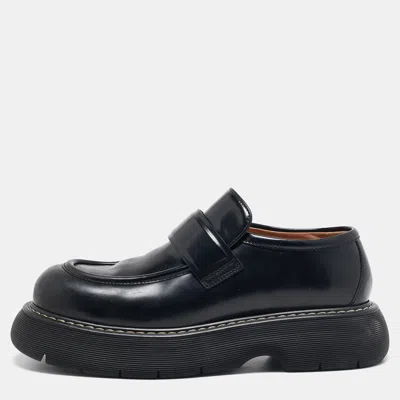 Pre-owned Bottega Veneta Black Brushed Leather Swell Loafers Size 46