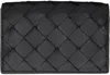 Bottega Veneta Black Business Card Holder In 8425 Black Gold