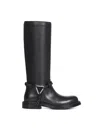 Bottega Veneta Knee High Boot Braided Strap Detail In Black
