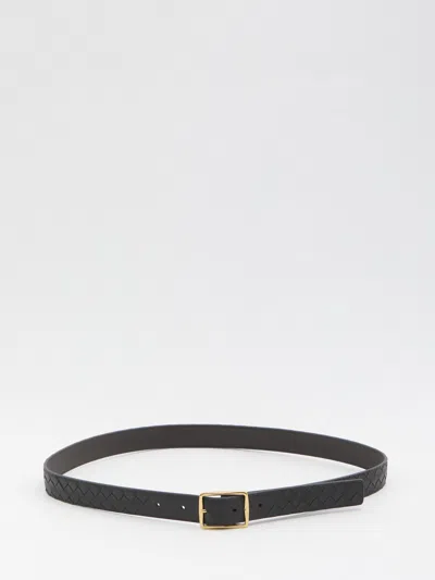 Bottega Veneta Black Calf Leather Reverso Belt