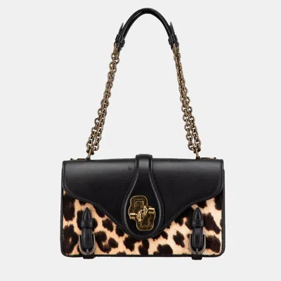 Pre-owned Bottega Veneta Black Calfskin And Pony Hair City Knot Shoulder Bag