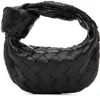 Bottega Veneta Women Mini Jodie Leather Handbag With Intrecciato Motif In 8803 Black Silver