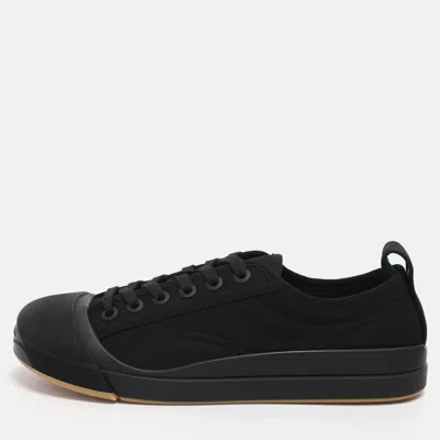 Pre-owned Bottega Veneta Black Canvas And Leather Vulcan Low Top Sneakers Size 39