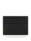 Bottega Veneta Card Holder With Iconic Intrecciato In Black