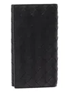 Bottega Veneta Black Card-holder With Intreccio Motif In Leather Man In Multicolor