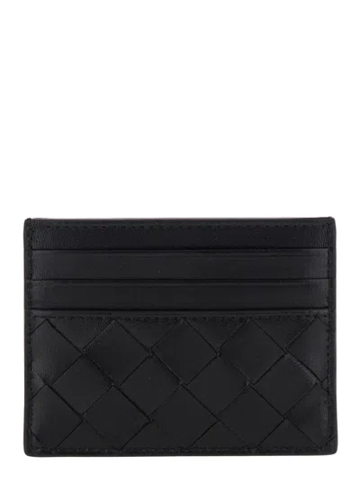 Bottega Veneta Black Card-holder With Intreccio Motif In Leather Woman