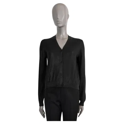 Pre-owned Bottega Veneta Black Cashmere Silk Glossy Cardigan Sweater 40 S