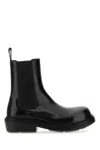 Bottega Veneta Polished Finish Black Ankle Boots With Elastic Side Panels In Black